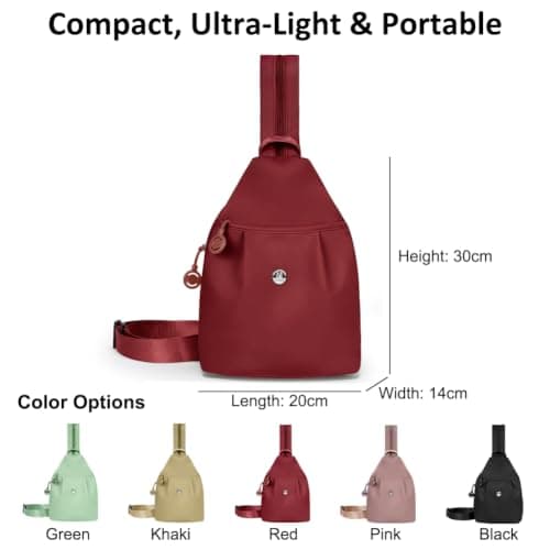AUAUY 3 in 1 Anti-Theft Travel Tote Bag, Waterproof Oxford, Red — view 2
