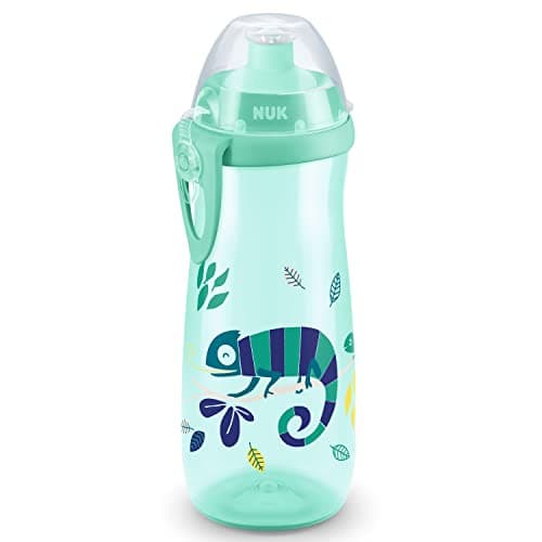 NUK Sports Cup Toddler Cup with Chameleon Effect | 24+ Months | 450 ml | Leak-Proof, Easy-Open/Close Push-Pull Spout | Colour Changing | Clip & Cap | Chameleon (Green)