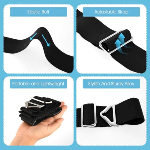KFHENSOMR 2-in-1 Travel Belt for Luggage Travel Strap Hands-Free Black — view 5