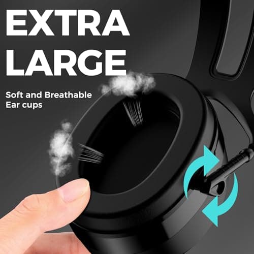 ProCase Extra Large SNR 37dB Noise Cancelling Headphones, NRR 30dB Hearing Protection Ear Muffs for Adults Noise Reduction, Wide Size Adjustment and Comfortable -Black — view 3