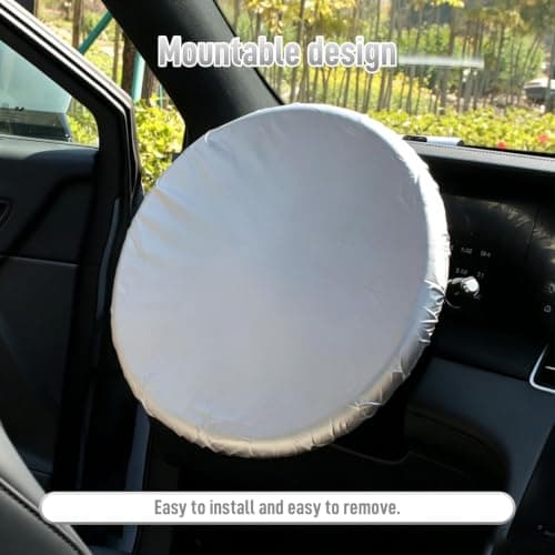 2Pcs Car Steering Wheel Sunshade, Heat Resistant Steering Wheel Cover, Protective Sun Shade Automotive Accessories for Vehicle Travel Hot Weather Truck Outdoor Parking — view 2