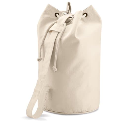 Quadra Unisex Canvas Duffle Cotton One Size Sports Gym Strong Shoulder Strap Bag - Natural