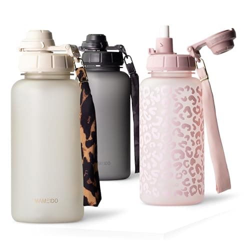 MAMEIDO Water Bottle with Straw 1 L (Ivory Beige)