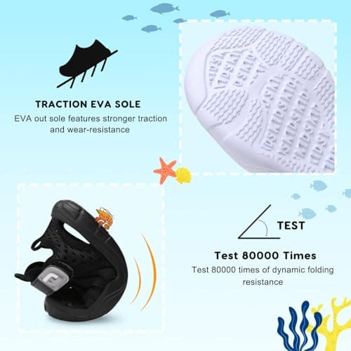 JOINFREE Toddler Sandals Boys Girls Water Shoes Non-Slip Breathable Quick Dry Swim Shoes, Lightweight Flexible Kids Beach Sandals for Pool, Summer Outdoor & Daily Wear Black, 7 Child — view 4
