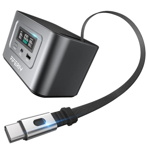 AFERIY 31000mAh/99.2Wh Portable Power Station, 100W Camping Power Bank Solar Generator with LiFePO4 Battery USB/Type C Outlet, Built in Extension Cable for Outdoor Travel, Business Trips, Dark Gray
