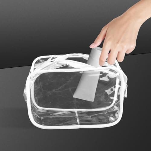 Tabanzhe Clear Travel Toiletries Bag-2 PCS Waterproof Make up Bag with Zippers PVC Cosmetic Pouch Wash Organizer Case Travel Accessories for Men Women Business Bathroom Storage(White) — view 4