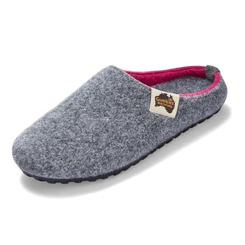 Gumbies Outback Indoor & Outdoor Slippers, Easy Slip On House Shoes with Recycled Materials, Ideas for Gift Giving for Men & Women, Grey & Pink, UK 3