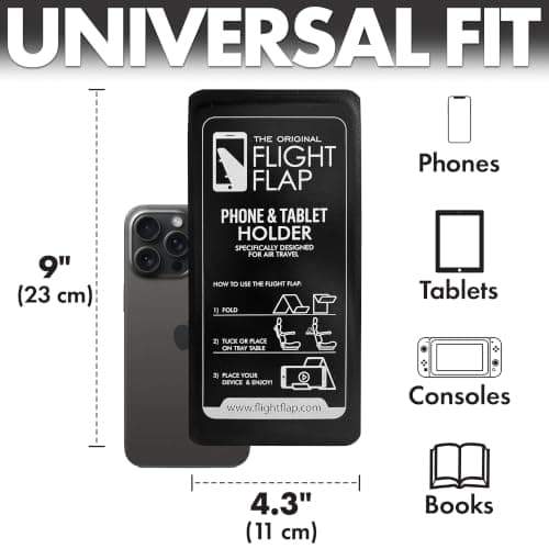 Flight Flap Airplane Phone Holder - Foldable Plane Phone Stand for Travel - Flexible Mobile Stand for Desk & Bed - Flight Mobile Holder Desk - Accessories Travel Essentials For Flying (Black) — view 6