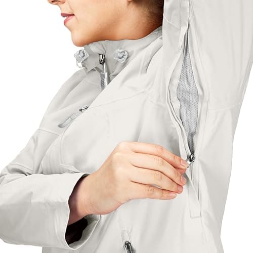 33,000ft Women's Lightweight Waterproof Jacket Packable Hooded Rain Jacket Breathable Windbreaker Softshell Raincoat for Outdoor Running Walking Hiking (Beige-M/UK 12) — view 2