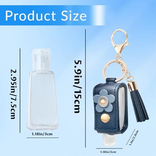 GTILE - 4 Pcs 30ml Hand Sanitizer Keychain Portable Rechargeable Hand Sanitizer for Changing Pad Lotion Liquid Soap Shampoo Coffee Black White Navy M — view 2