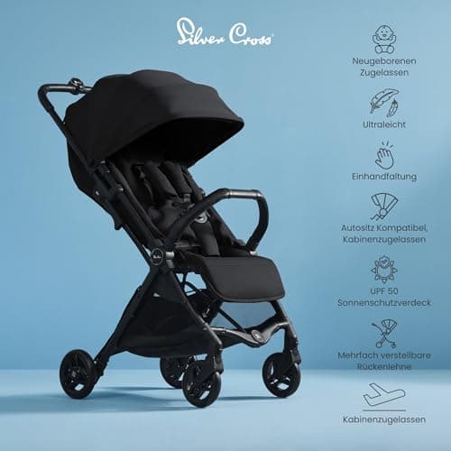 Silver Cross - Jet 5 Compact Pushchair - Travel Stroller - Foldable & Lightweight Stroller/Travel System - Cabin Size - Car Seat Compatible - Newborn to 4 years - Space — view 4