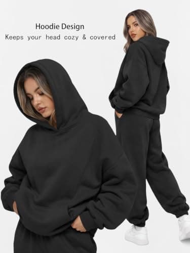 LILLUSORY Womens 2 Piece Tracksuits Full Lounge Wear Sets UK Black S — view 4