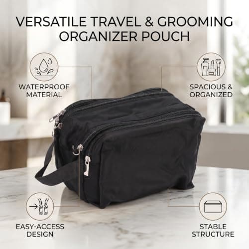 Yosoo Health Gear Toiletry Bag with Double Opening, 195g (Black) — view 2