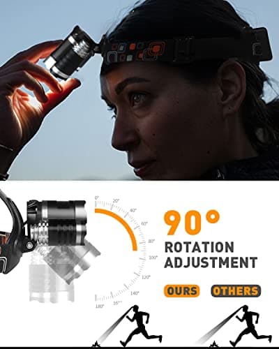 Victoper Head Torch Rechargeable Stocking Fillers for Men Headlight with 3 Lights 4 Modes, 6000 Lumen Super Bright LED Lamp, Hands-Free Camping, Fishing, Cycling Hiking Waterproof — view 5