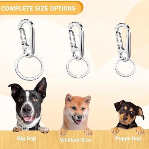 Collar Pendant Clasp - Instant Utility, Multi-Pack Detachable Safety Keyring Loop, Identification Badge Hanger Hardware, Rustproof Metal Outdoor Travel Component | Holder for Canines & — view 3