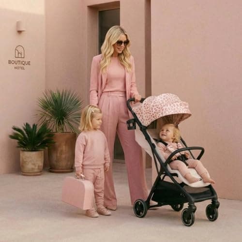 My Babiie MBX6 Autofold Stroller – from Birth to 4 Years (22kg), Foldable & Compact, Lightweight, Travel Buggy for Toddlers, Pushchair Includes Rain Cover - Pink Leopard — view 5