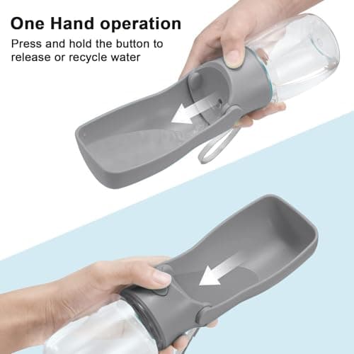 SOICTA Portable Dog Water Bottle for Walking 19 OZ or 12 OZ Portable Pet Water Bottles for Puppy Small Medium Large Dogs Water Dispenser Bowl Dog Accessories(12OZ Grey) — view 3
