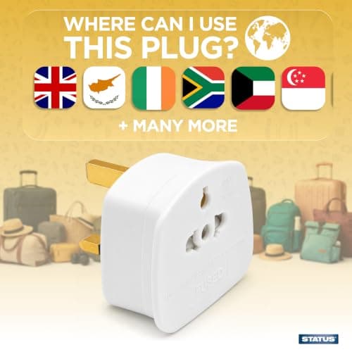 STATUS EU to UK Plug Adapter, White, Pack of 2 — view 4