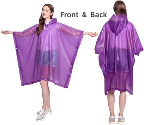 NAYEZH Rain Poncho for Adults, 2‑Pack Reusable Waterproof Cape with Hood — view 6