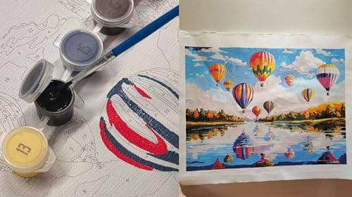 EXERZ Rolled Up Canvas Paint by Numbers Kits 30x40cm Landscape Balloon — view 6