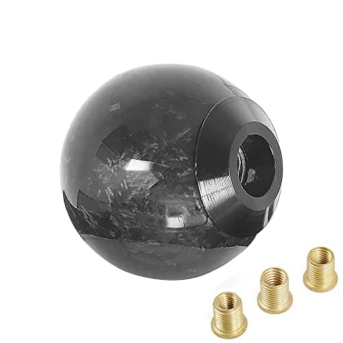 muge racing Universal Gear Shift Knob, Forged Carbon Fiber Ball Type Stick Shifter with 3 Adapters,Black — view 2