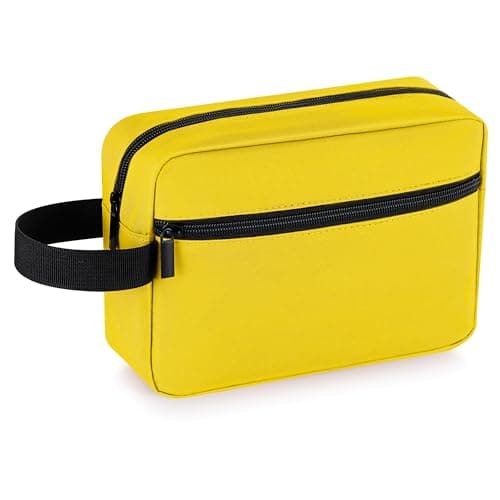 Elviros Travel Toiletry Bag for Women and Men, Lightweight Makeup Bag Hanging Dopp Kit with Shaving Compartment Cosmetic Organizer Small Tool Travel Essentials, Gifts for Men & Women, Bright Yellow