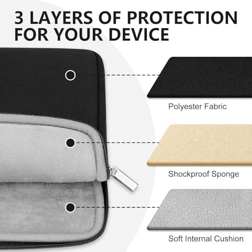 HEDUGO 13-14 Inch Laptop Sleeve Case Compatible with 13 to 14 inches MacBook Air/Pro Notebook Chromebook Portable Laptop Sleeve Bag with Front Pocket Shockproof Padded Computer Pouch Cover, Black — view 5