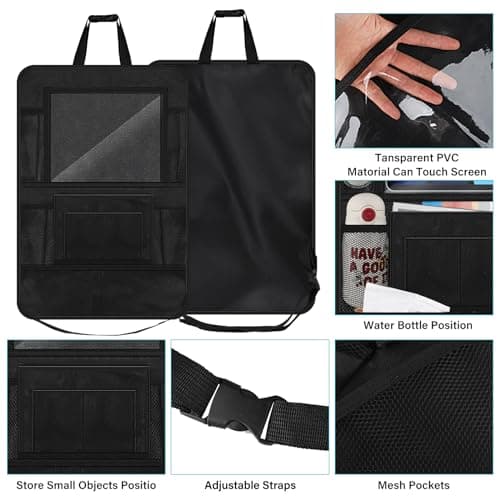 Csuntikulo 2 Pieces Car Back Protector and Organizer, 600D Oxford Fabric Waterproof Back Seat Organizer, Car Seat Backrest Protector Car Back Protector — view 3