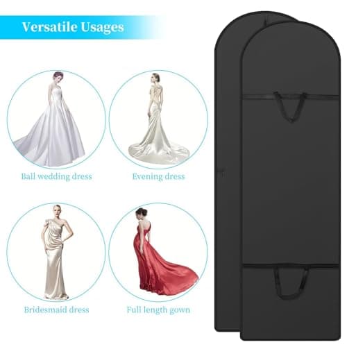 2 Pack Long Dress Bags Covers 60 x 180cm Black Dress Covers Garment Bags — view 6