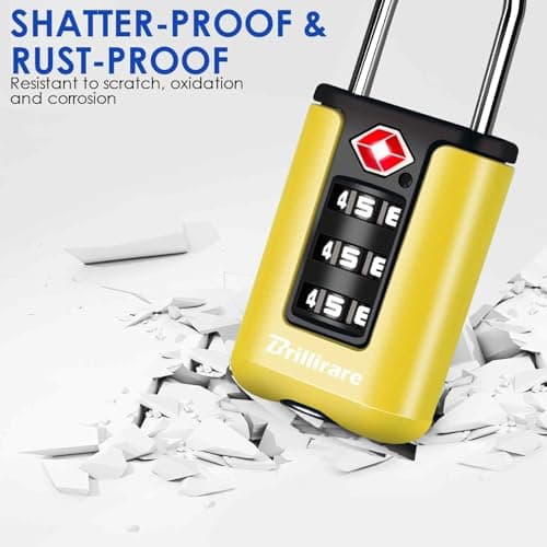 BRILLIRARE 2 Pack TSA Approved Luggage Locks, Combination Travel Padlock, 3-Digit Waterproof Lock, TSA Outdoor Keyless Resettable Lock for Lockers, Bags, Backpack, Gym, Gate-Yellow — view 6