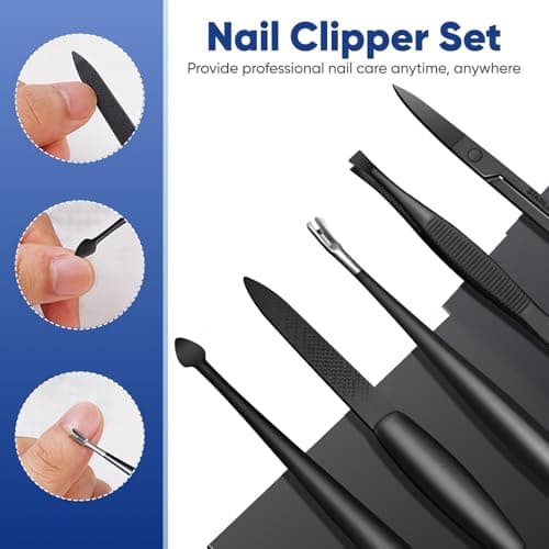 9pcs Mens Nail Grooming Kit, Stainless Steel Manicure Set with Leather Case — view 4