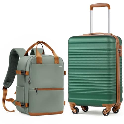 COOLIFE 55×35×20 Cabin Suitcase + 40x30x20cm Ryanair Cabin Bag EasyJet Set