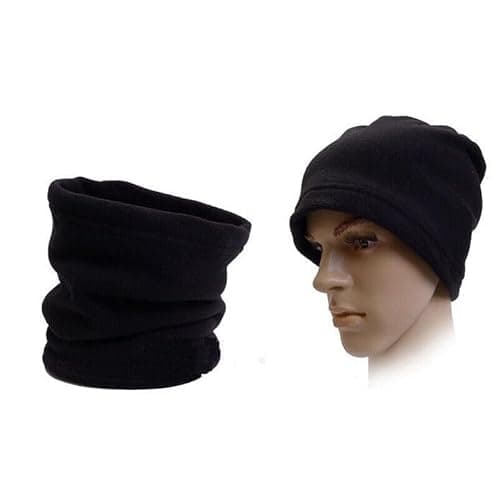 Black Fleece Snood Neck Warmer with Drawstring Toggle – Adjustable Thermal Winter Neck Gaiter Face Cover for Men & Women, Cold Weather Windproof for Walking Cycling Outdoor Work — view 6