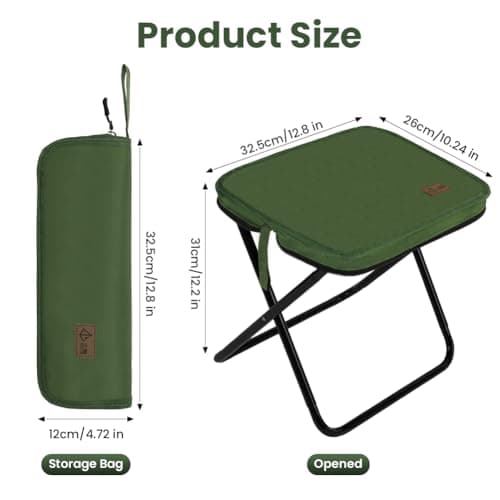 AOOSA Camping Stool, Portable Folding Stool, 32.5×26×31cm - Green — view 3