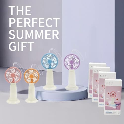 dididudi 4Pcs Desk Fan,Small and Powerful Handheld Fan Battery Operated with Lanyard & Detachable Base,Cooling Small Personal handheld fans for Travel Makeup Beach Camping Summer Gift — view 4
