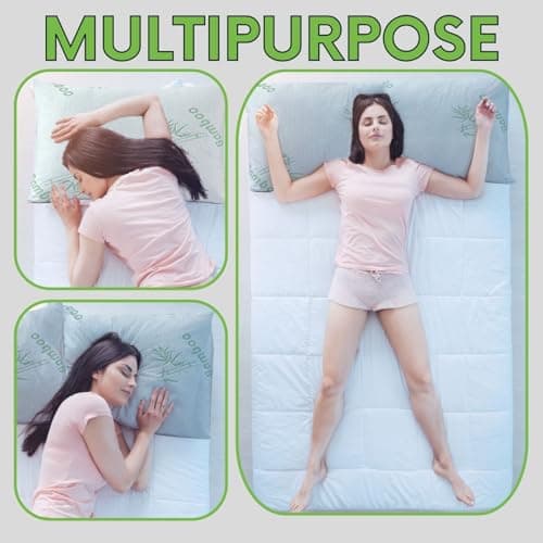 Bedding Home Luxury Bamboo Pillows 6 Pack, Cooling Bamboo Bed Pillows for Sleeping, Hollow Fibre Filling Neck & Back Support Orthopedic Pillow, Anti Allergy Soft Luxury Bed Pillow UK — view 5