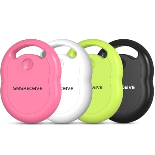 Air Tags-4 Pack, Key Finder Works with Apple Find My(iOS only), Replaceable Battery, Apple Tag, Bluetooth Locator for Luggage, Bags, [Apple MFI Certified] Black, White, Green, Rosy Pink-4 Pack