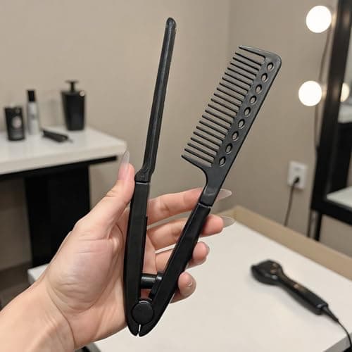 Heat-resistant V Hair Styling Comb, 2 Pieces V Shaped Hair Straightening Comb For Flat Iron, Hairdressing Grooming Combs, Professional Brush Supplies For Home Travel Dating Holiday Road Trip — view 4
