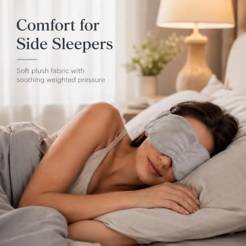 2 Pack Weighted Sleep Mask Blackout Eye Mask Weighted Eye Pillow with Soft Silicone Earplugs and Washable Cotton Cover with Double-Sided Use Soft Fabric for Skin — view 5
