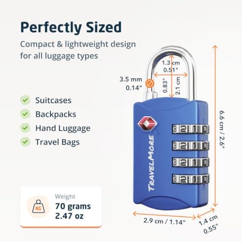 TravelMore TSA Approved Luggage Locks, Travel Padlocks for Suitcases — view 2