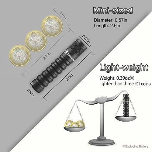 LUMINTOP EDC01 Keychain Torch, 120 lumens Pocket Flashlight EDC,36 Hours Long Lasting,3 Modes,IPX8 Waterproof,AAA Battery Mini Torches for Indoor and Outdoor — view 2
