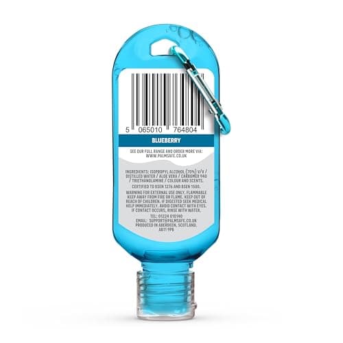 Palm Safe Blueberry 3 Pack 60ml Anti Bacterial Premium Hand Sanitiser Travel Size Refillable Clip Bottle Quick Drying Non Sticky Extra Moisturising Kills 99.9% of Viruses and Bacteria — view 2