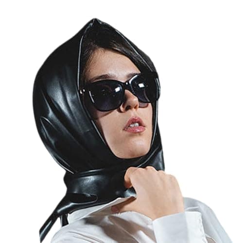 Leather Triangle Scarf Black Bandana Kerchief for Travel, Black — view 5