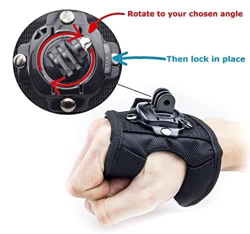 Digicharge Action Camera Hand Mount Wrist Strap Compatible For GoPro Lit Hero Hero13 13 Hero12 12 Max 2/ DJI Osmo Action 5 / Hero 11 Mini 10 9 8 Akaso Crosstour Campark Apeman Camkong Go Pro Cam — view 2