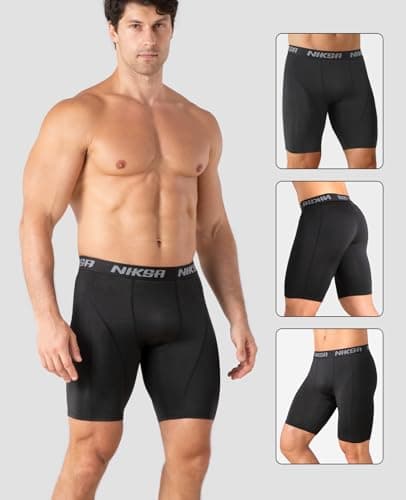 Niksa Compression Shorts Men,2 Packs Anti Chafing Underwear Base Layer Shorts Quick-Drying Fabric Undershorts for Cycling Gym Running Sports Workout — view 2