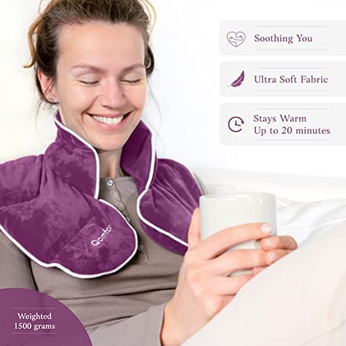 Qomfor - Microwavable Wheat Bag - Maroon Purple, Lavender Scent - 1.5kg Weighted Neck/Shoulder Wrap - Heating Pad - Hot/Cold Therapy, Stress Relief, Arthritis Pain, Muscle Tension, Headache — view 4