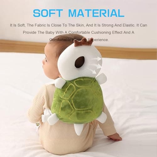 JINYJIA Baby Head Protection Backpack - Adjustable Safety Soft Pillow for Toddler Learning to Walk, 4-24 Months - Turtle — view 3