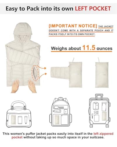 Outdoor Ventures Women's Packable Hooded Puffer Jacket Quilted Jacket — view 2