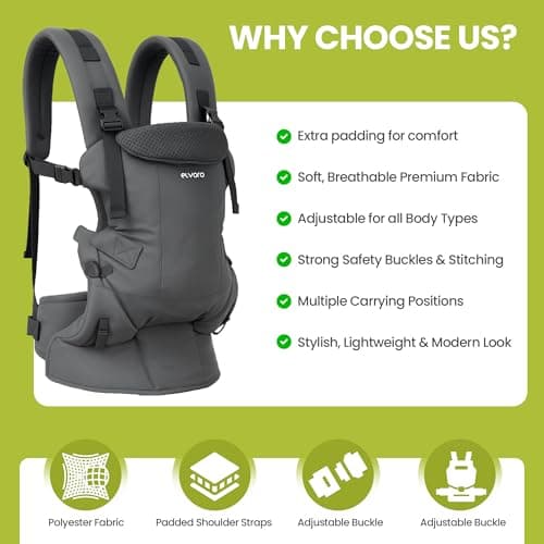 Polyester Baby Carrier- Adjustable Baby Carrier for Infants and Toddlers - Grey — view 2