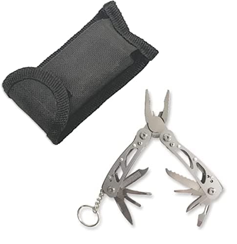LZZEM 12-in-1 Stainless Steel General Plier Mini Multitool Plier Set Floding Plier with Nylon Pouch Self-Locking Multitool Pliers Multi-Tool for Outdoor Camping Fishing Hiking